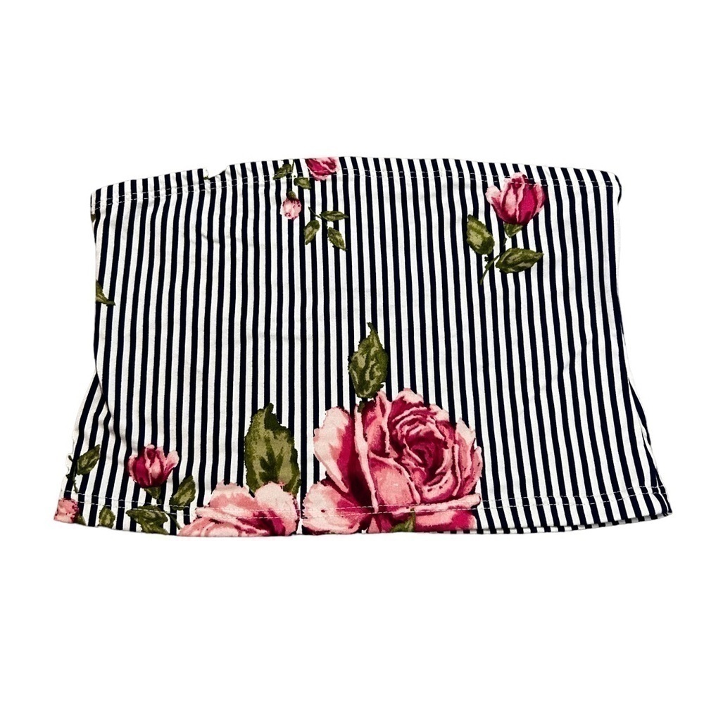 FLORAL Bandeau Crop Top Strapless Size S Never Worn